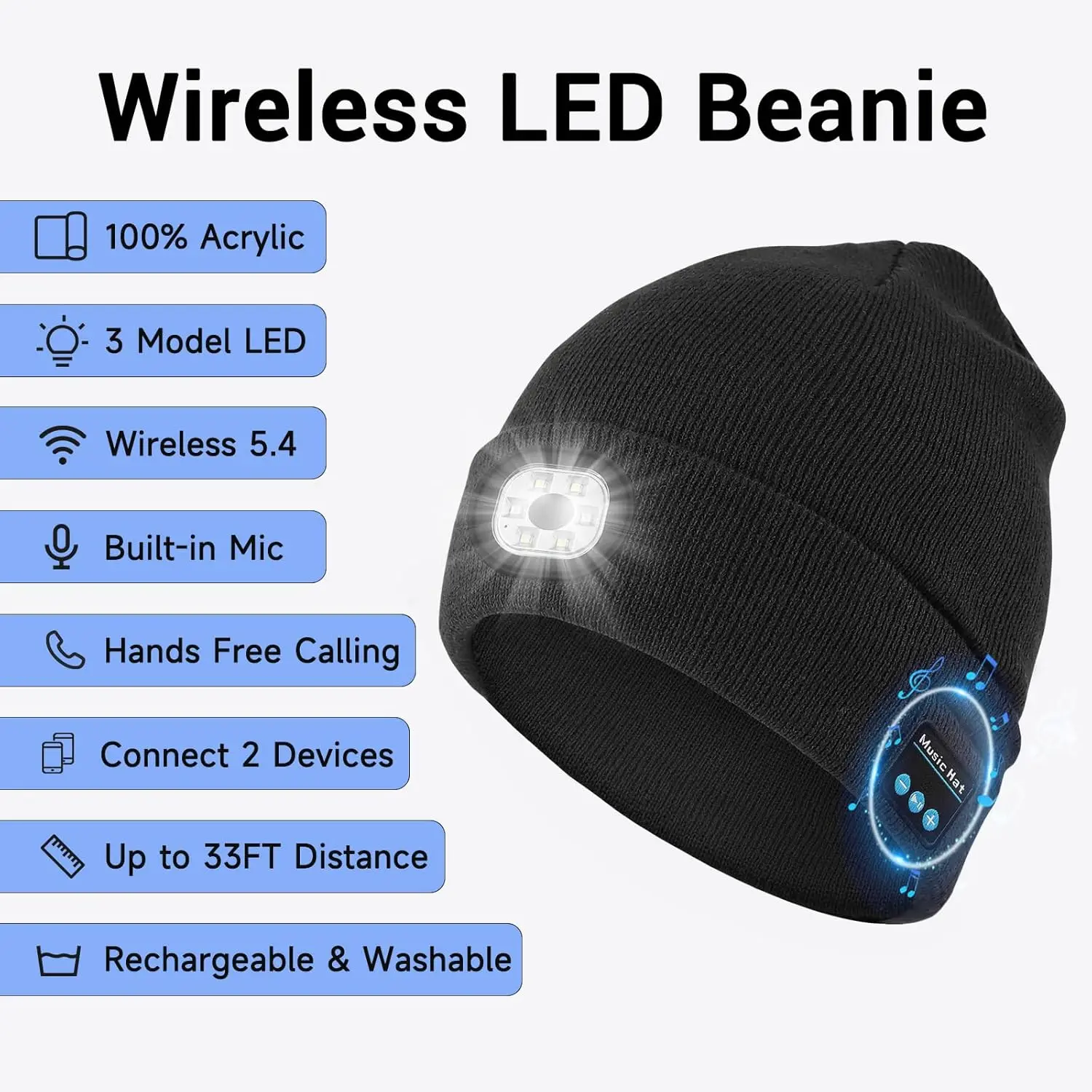 Running Gear For Marathon - Boné de Tricô com Luz LED
